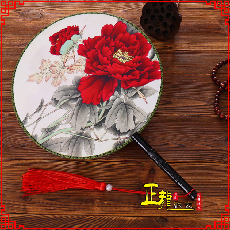 西固古典中国风团扇空白扇跳舞蹈扇 真丝宫扇