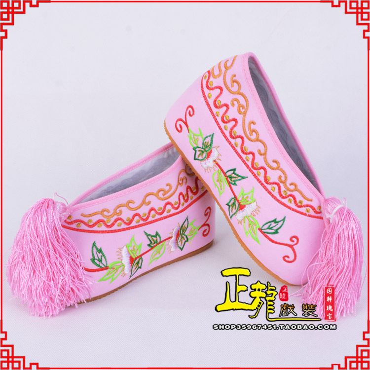 西固花旦鞋女绣花彩鞋 舒适款草花内高彩鞋