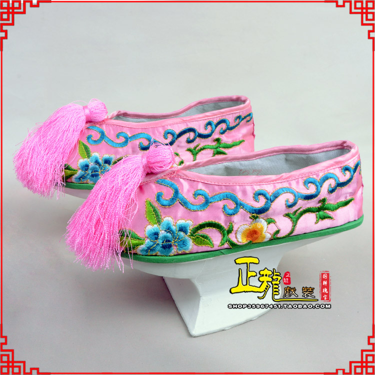 西固京越剧戏鞋花盆底清朝皇后贵妃宫女花盆底 旗鞋