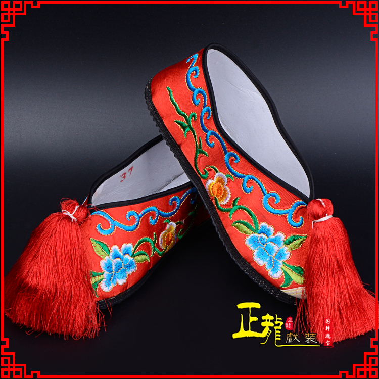 西固京剧越剧戏曲彩鞋花旦绣花 普平底彩鞋